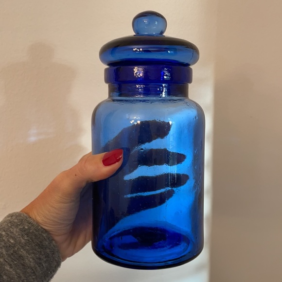 Vintage Pier One Cobalt Blue Glass Apothecary Jar with Lid Made in Spain - Picture 5 of 5